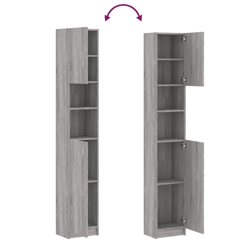 Badezimmerschrank Grau Sonoma 32x25,5x190 cm Holzwerkstoff