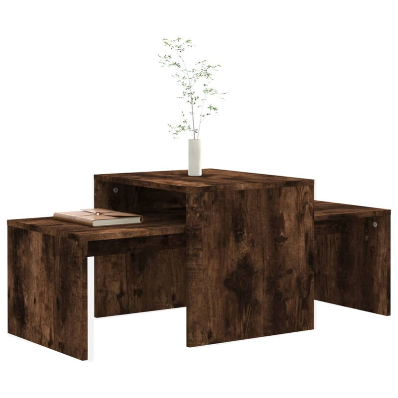 Couchtisch-Set Räuchereiche 100x48x40 cm Holzwerkstoff