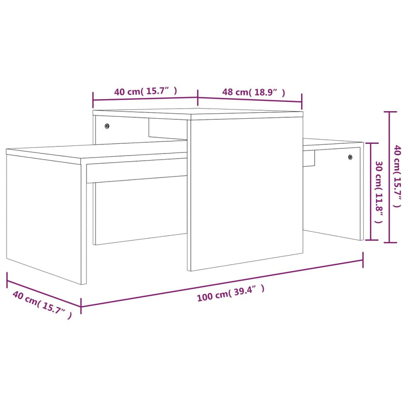 Couchtisch-Set Räuchereiche 100x48x40 cm Holzwerkstoff