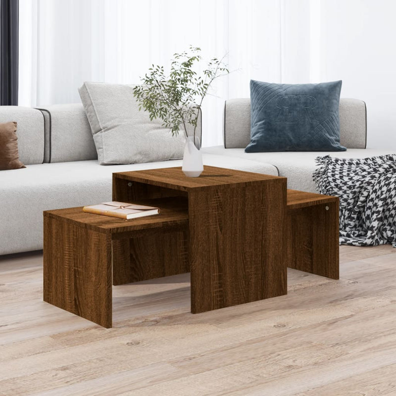 Couchtisch-Set Braun Eichen-Optik 100x48x40 cm Holzwerkstoff