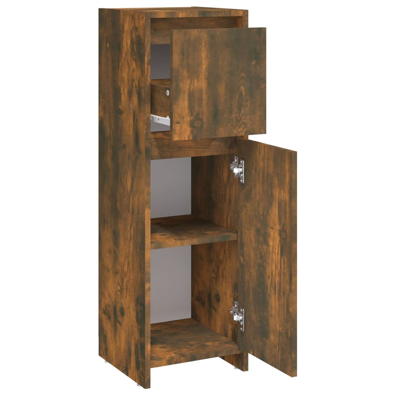 Badezimmerschrank Räuchereiche 30x30x95 cm Holzwerkstoff