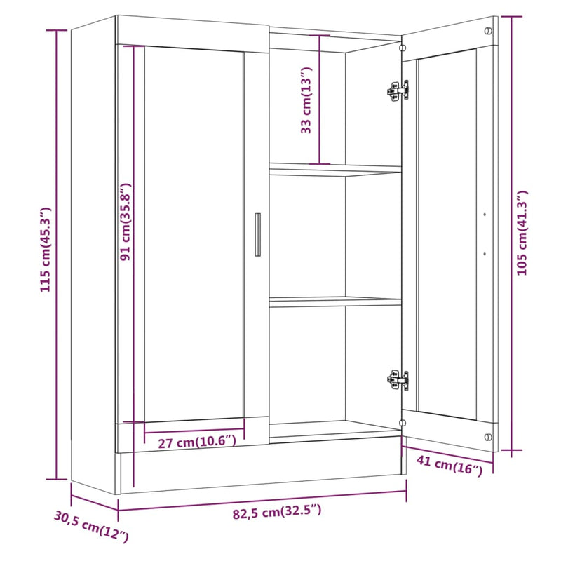 Vitrinenschrank Räuchereiche 82,5x30,5x115 cm Holzwerkstoff