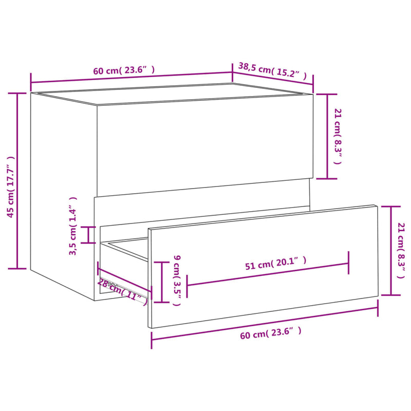 Waschbeckenschrank Räuchereiche 60x38,5x45 cm Holzwerkstoff