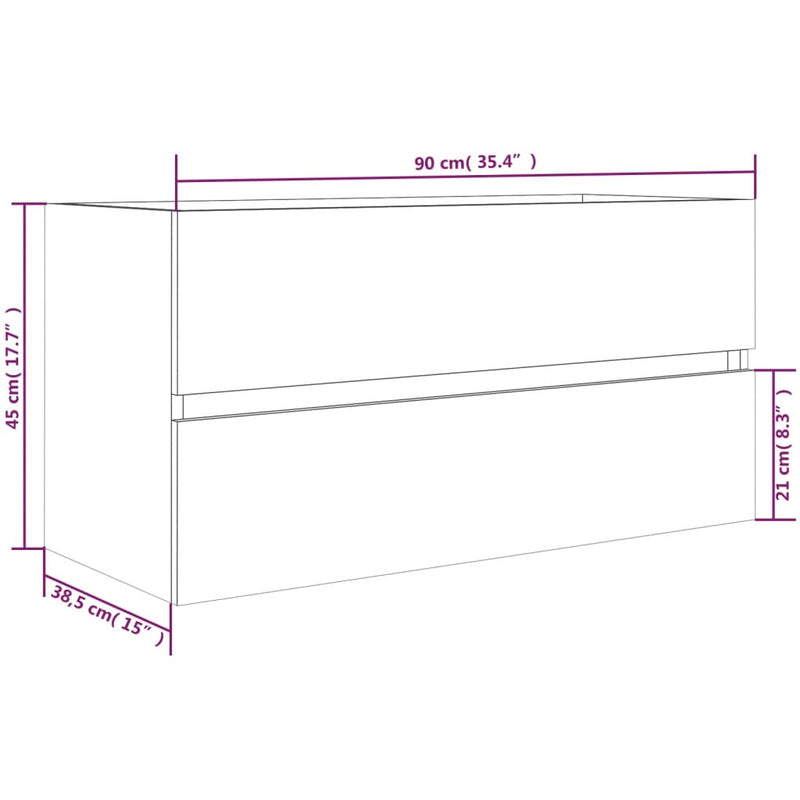 Waschbeckenschrank Räuchereiche 90x38,5x45 cm Holzwerkstoff