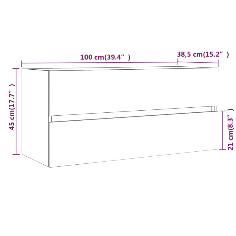 Waschbeckenunterschrank Eiche-Optik 100x38,5x45cm Holzwerkstoff