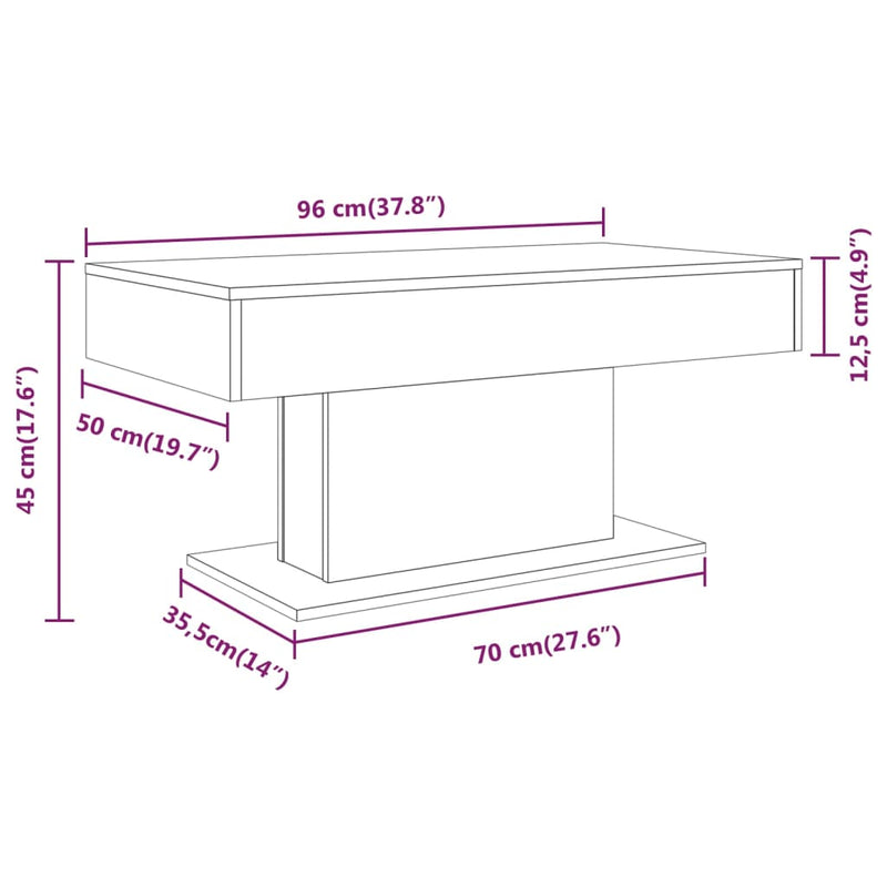 Couchtisch Braun Eichen-Optik 96x50x45 cm Holzwerkstoff