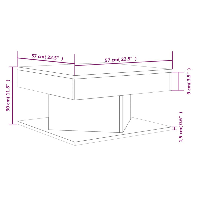 Couchtisch Braun Eichen-Optik 57x57x30 cm Holzwerkstoff