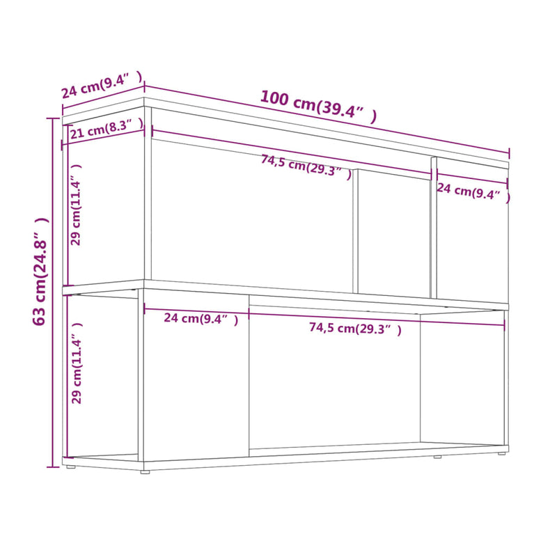 Bücherregal Räuchereiche 100x24x63 cm Holzwerkstoff