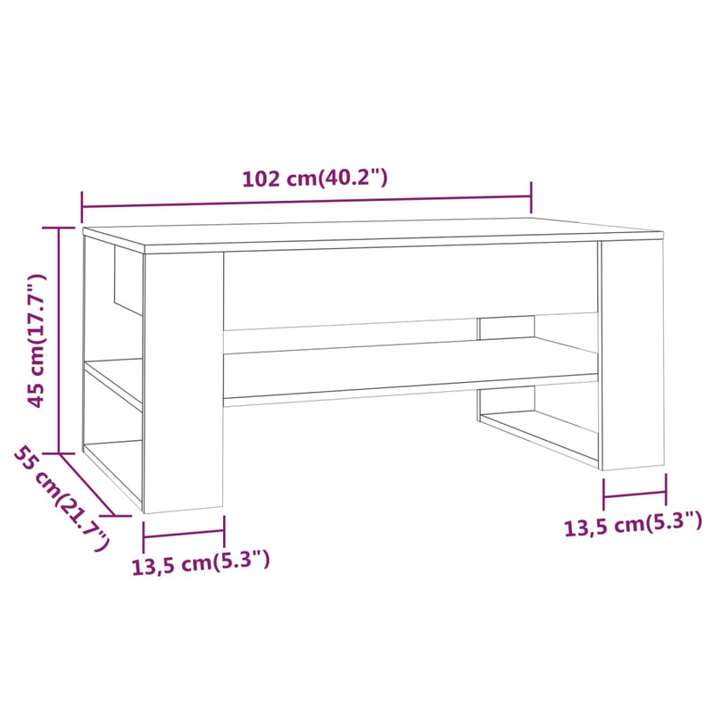 Couchtisch Sonoma-Eiche 102x55x45 cm Holzwerkstoff