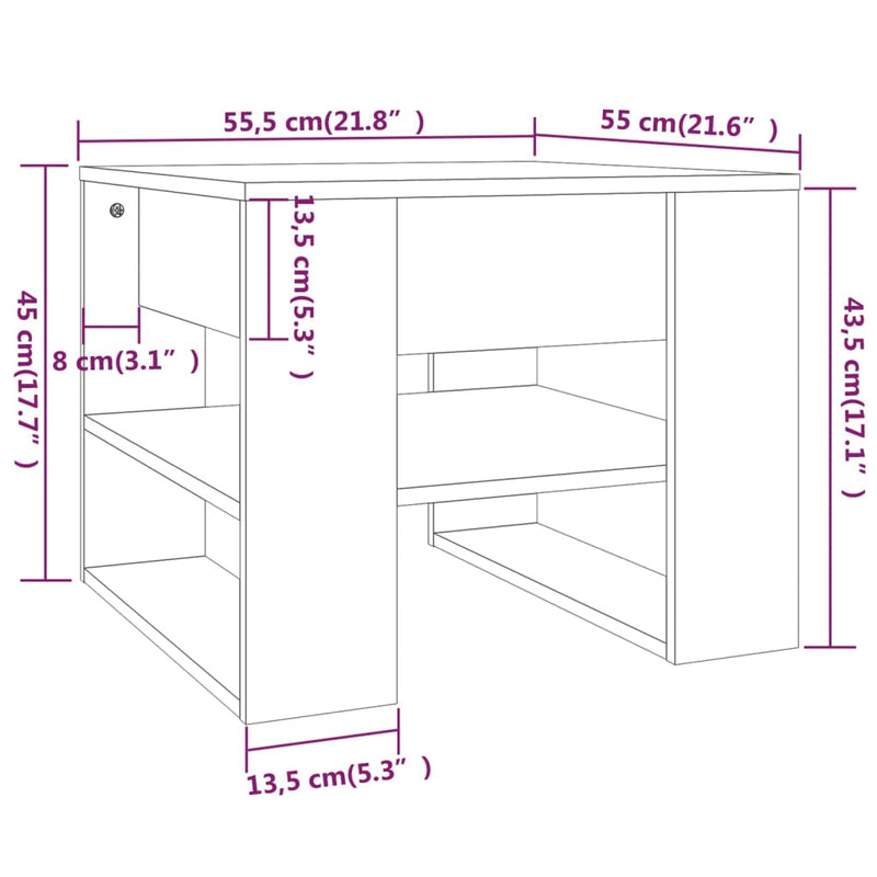 Couchtisch Sonoma-Eiche 55,5x55x45 cm Holzwerkstoff