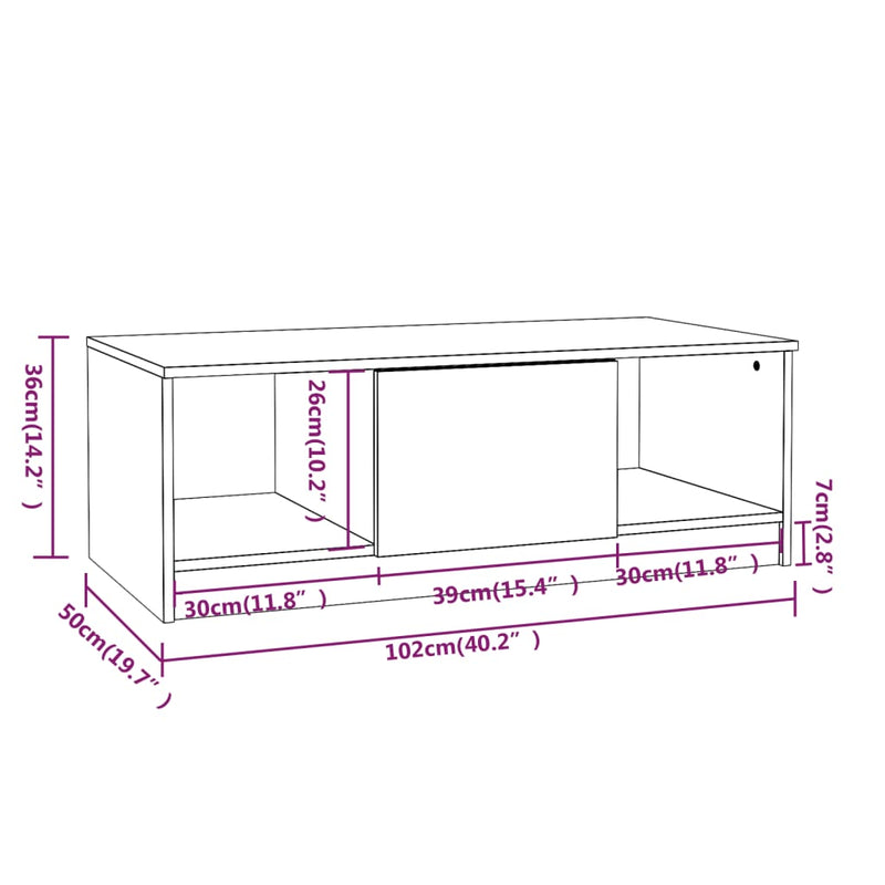 Couchtisch Hochglanz-Weiß 102x50x36 cm Holzwerkstoff