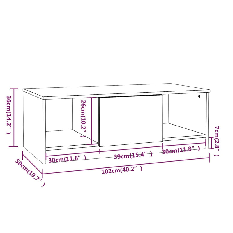 Couchtisch Räuchereiche 102x50x36 cm Holzwerkstoff