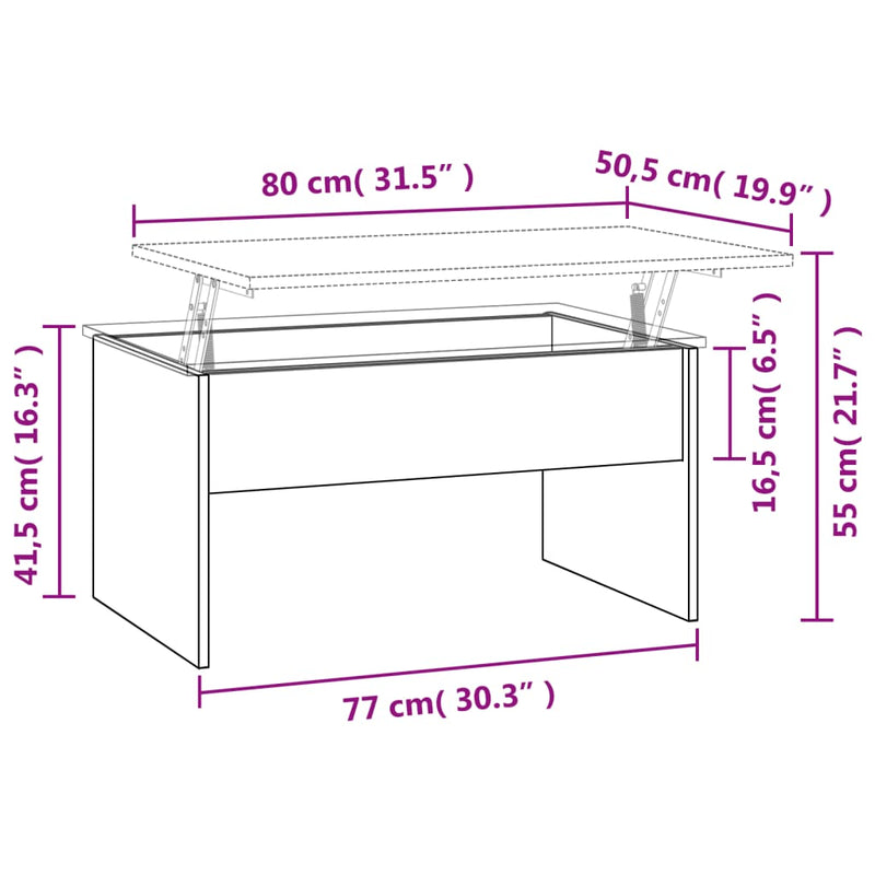 Couchtisch Schwarz 80x50,5x41,5 cm Holzwerkstoff