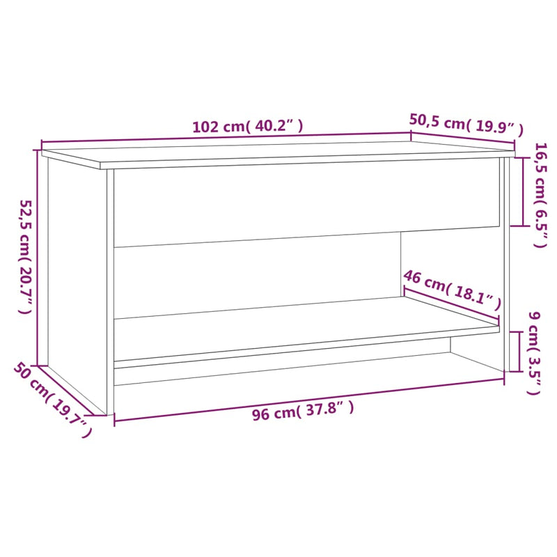 Couchtisch Hochglanz-Weiß 102x50x52,5 cm Holzwerkstoff