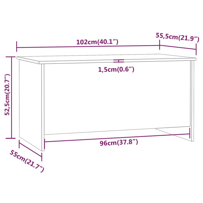 Couchtisch Weiß 102x55,5x52,5 cm Holzwerkstoff