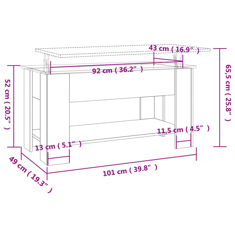 Couchtisch Weiß 101x49x52 cm Holzwerkstoff