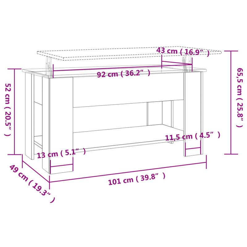 Couchtisch Schwarz 101x49x52 cm Holzwerkstoff