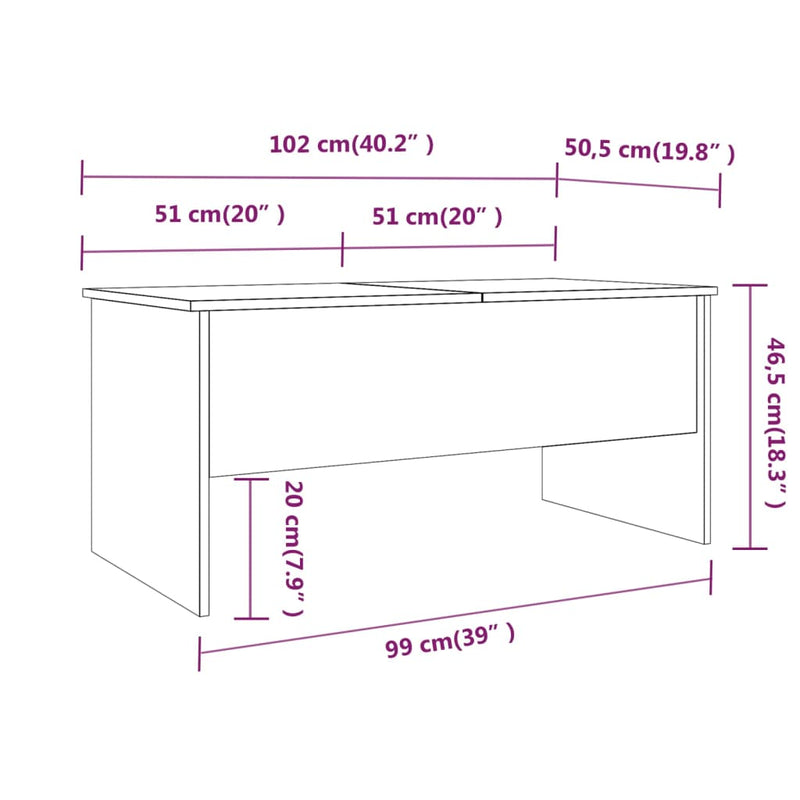 Couchtisch Schwarz 102x50,5x46,5 cm Holzwerkstoff