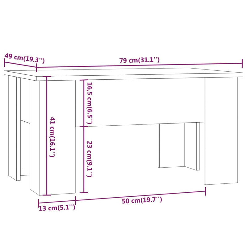 Couchtisch Braun Eichen-Optik 79x49x41 cm Holzwerkstoff