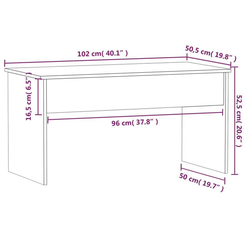 Couchtisch Räuchereiche 102x50,5x52,5 cm Holzwerkstoff