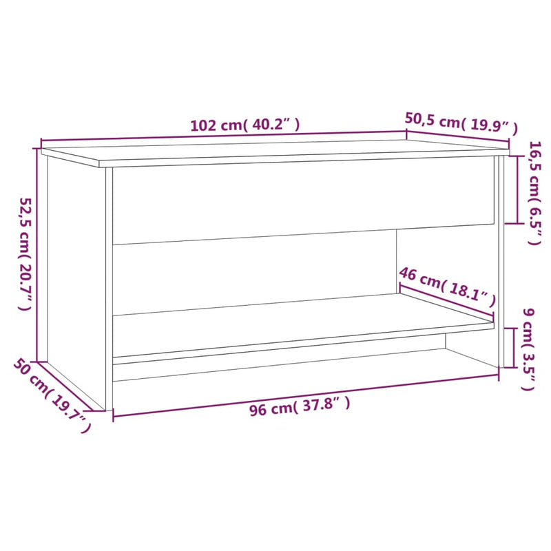 Couchtisch Räuchereiche 102x50x52,5 cm Holzwerkstoff