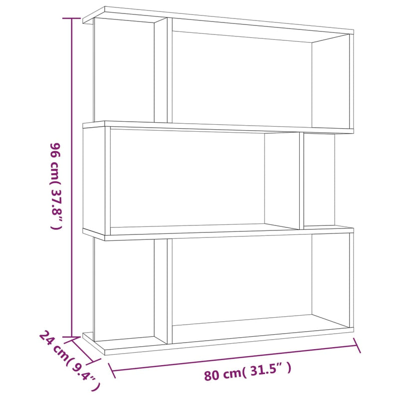 Bücherregal/Raumteiler Grau Sonoma 80x24x96 cm Holzwerkstoff