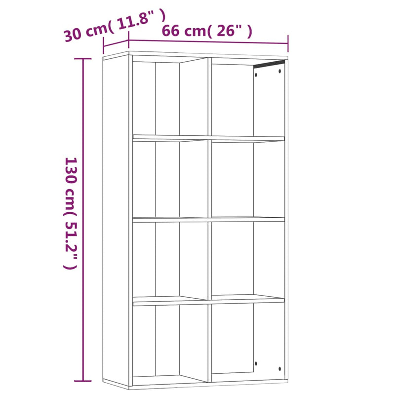 Bücherregal/Sideboard Grau Sonoma 66×30×130 cm Holzwerkstoff