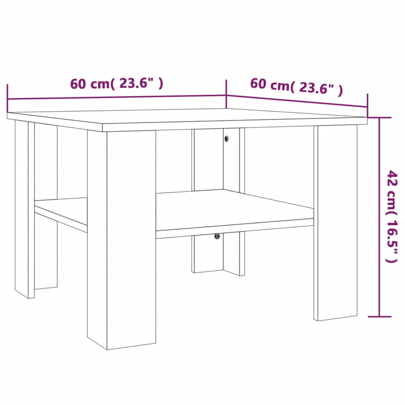 Couchtisch Braun Eichen-Optik 60x60x42 cm Holzwerkstoff