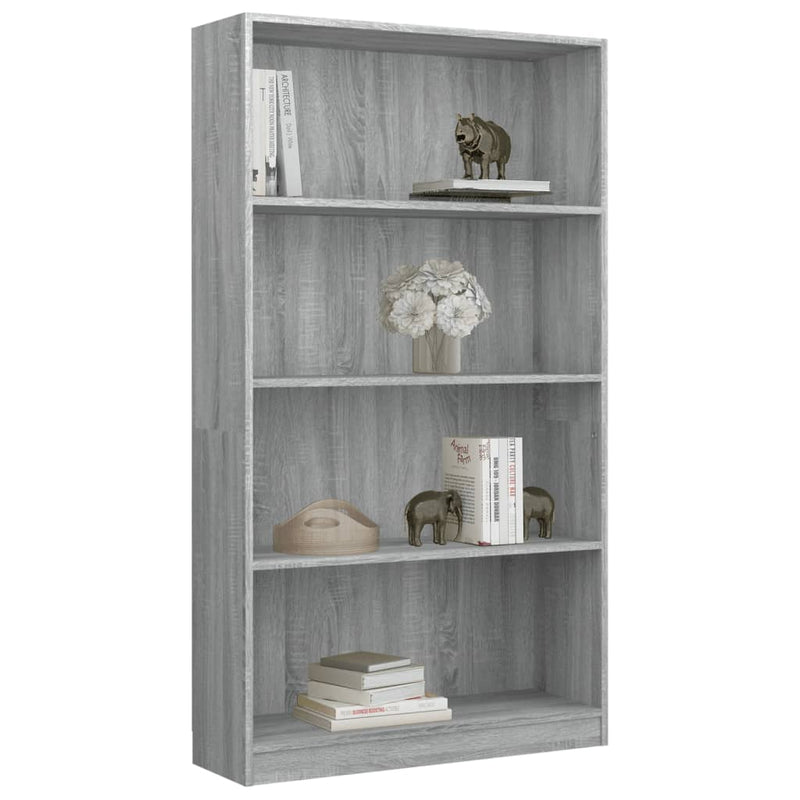 Bücherregal 4 Fächer Grau Sonoma 80x24x142 cm Holzwerkstoff