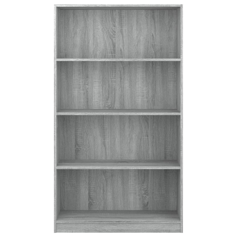 Bücherregal 4 Fächer Grau Sonoma 80x24x142 cm Holzwerkstoff