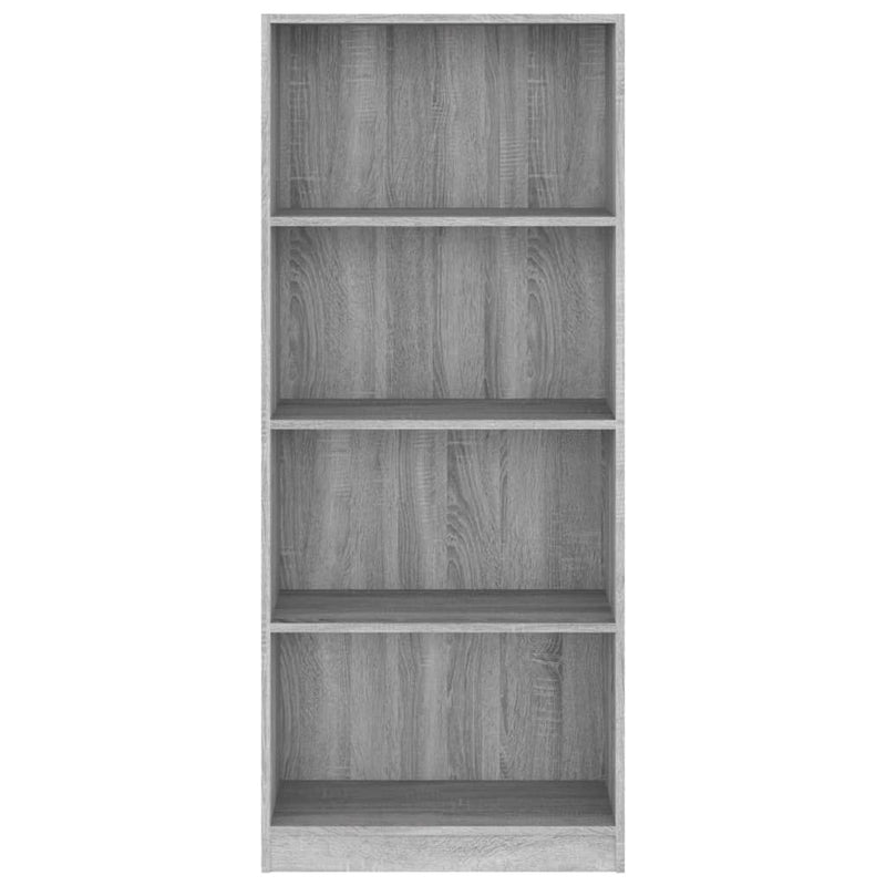 Bücherregal 4 Fächer Grau Sonoma 60x24x142 cm Holzwerkstoff