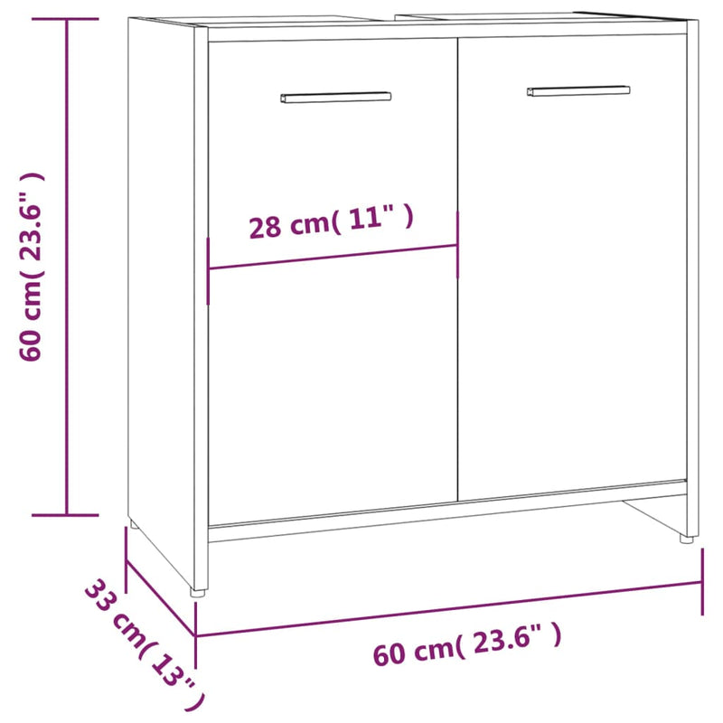 Badschrank Räuchereiche 60x33x60 cm Holzwerkstoff