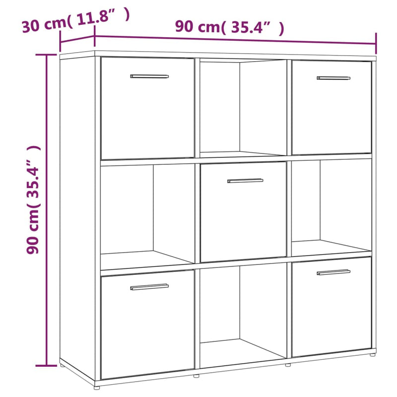 Bücherregal Grau Sonoma 90x30x90 cm Holzwerkstoff