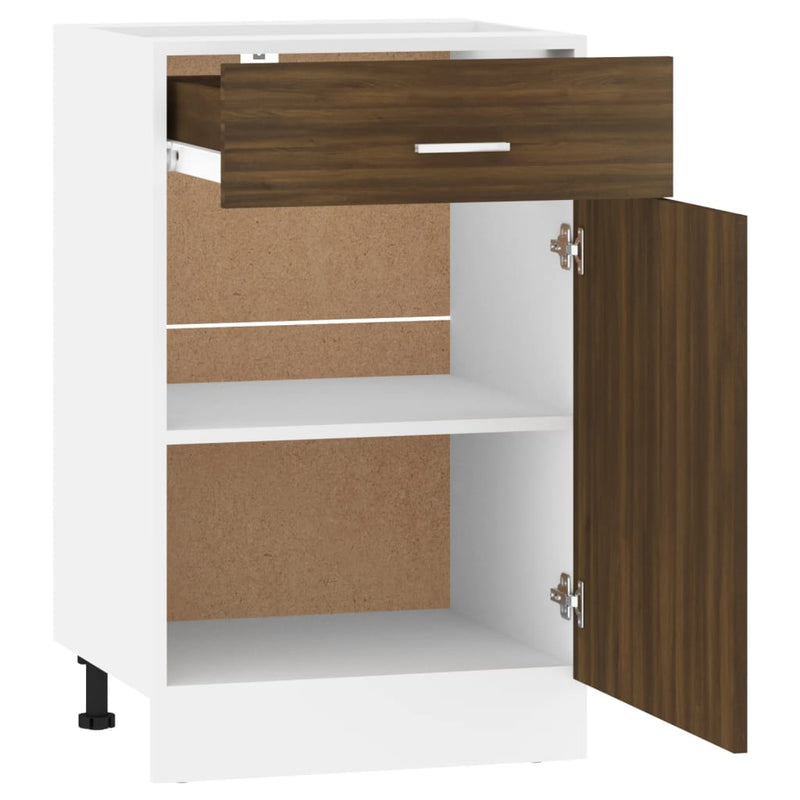 Unterschrank mit Schublade Braun Eiche-Optik 50x46x81,5 cm