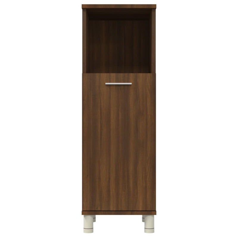 Badschrank Braun Eichen-Optik 30x30x95 cm Holzwerkstoff