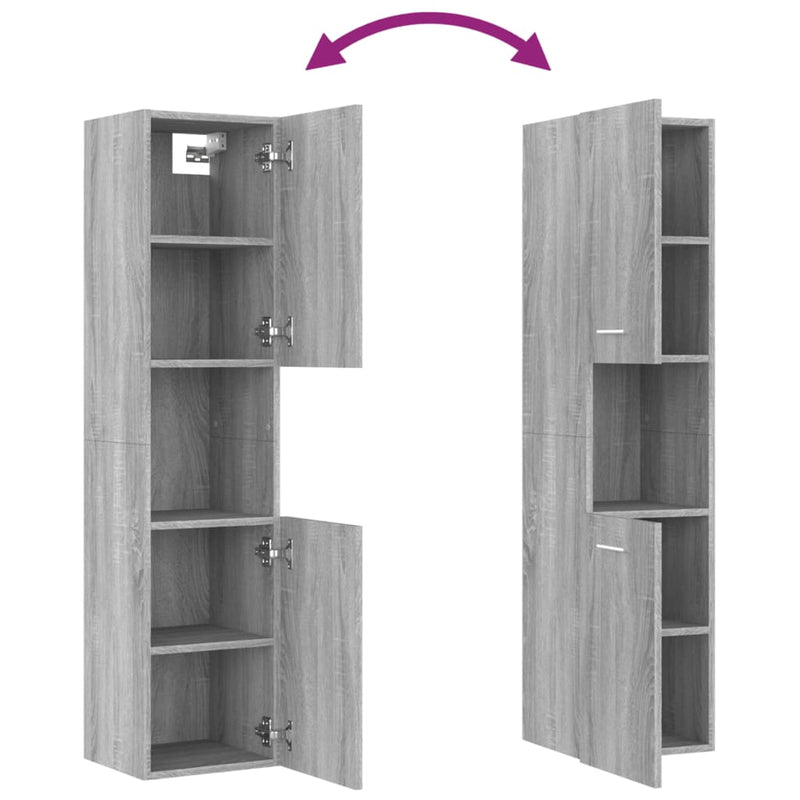 Badezimmerschrank Grau Sonoma 30x30x130 cm Holzwerkstoff