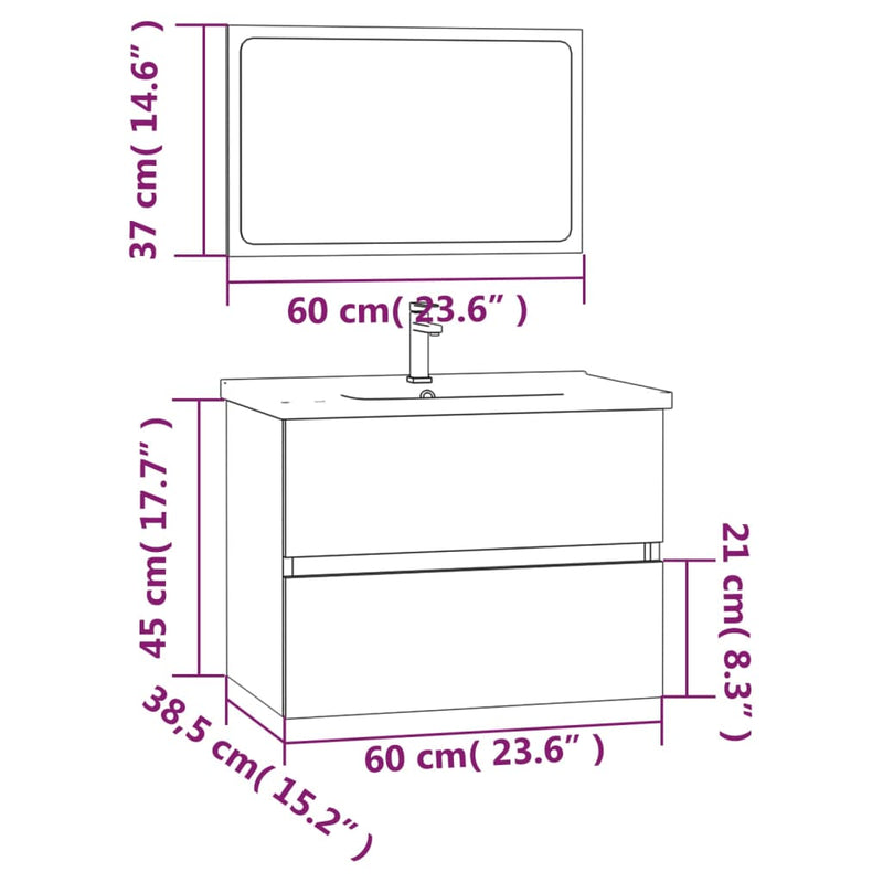 2-tlg. Badmöbel-Set Räuchereiche Holzwerkstoff