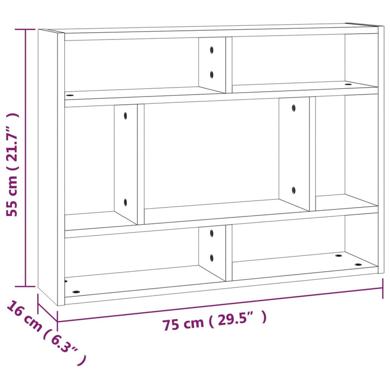 Wandregal Braun Eichen-Optik 75x16x55 cm Holzwerkstoff