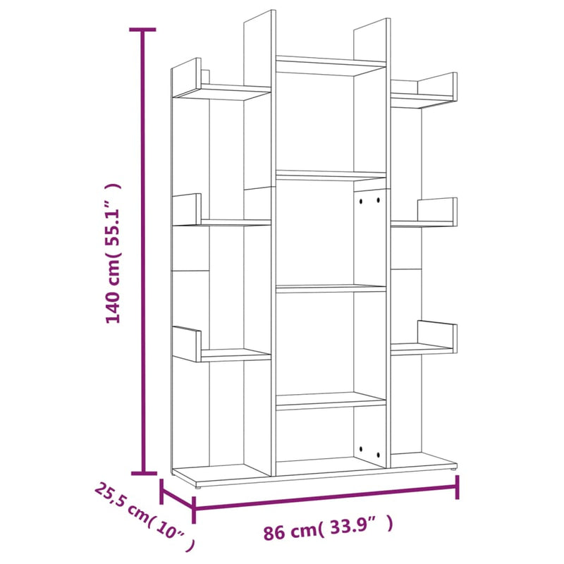 Bücherregal Räuchereiche 86x25,5x140 cm Holzwerkstoff