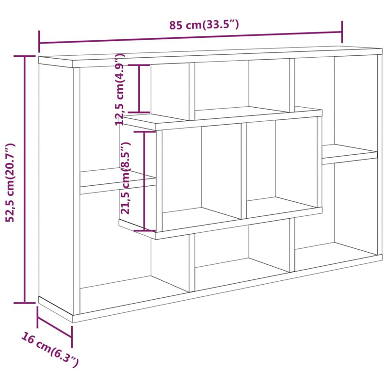 Wandregal Schwarz 85x16x52,5 cm Holzwerkstoff