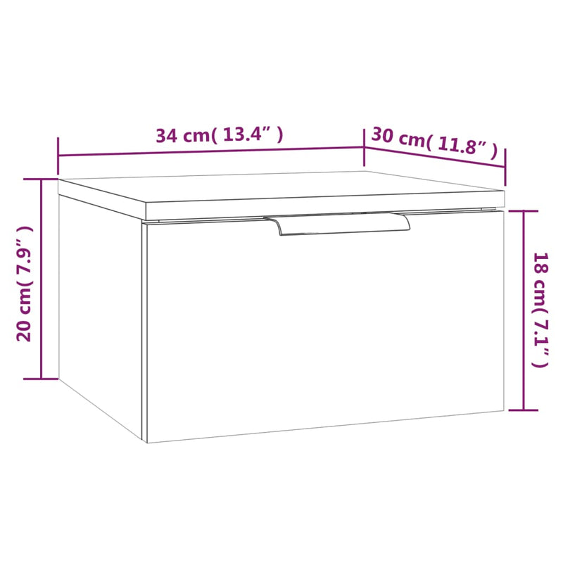 Wand-Nachttisch Betongrau 34x30x20 cm