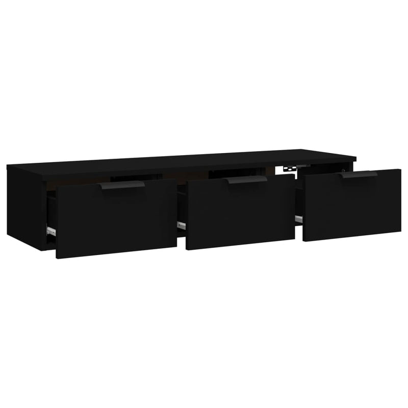 Wandschrank Schwarz 102x30x20 cm Holzwerkstoff