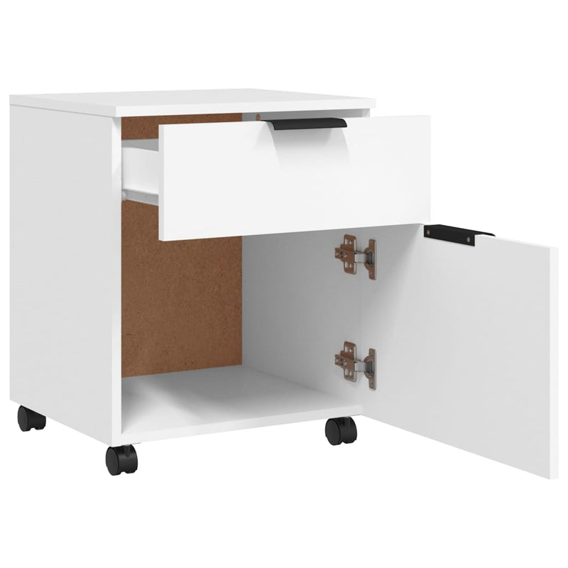 Mobiler Aktenschrank mit Rollen Weiß 45x38x54 cm Holzwerkstoff