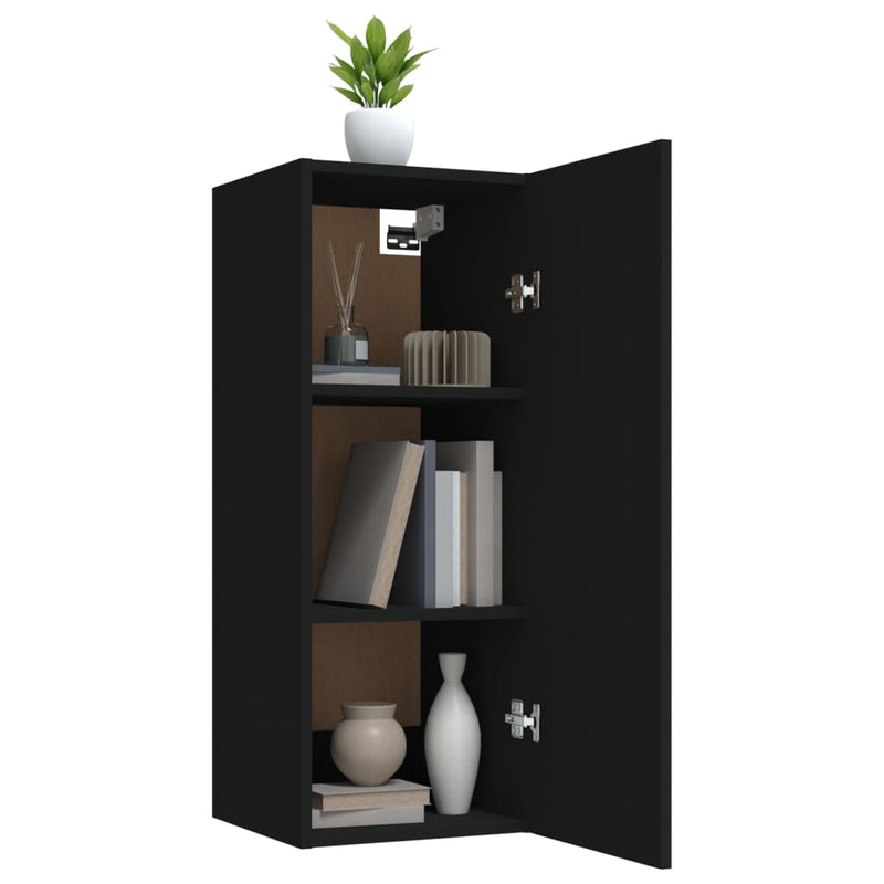 Wandschrank Schwarz 34,5x34x90 cm Holzwerkstoff