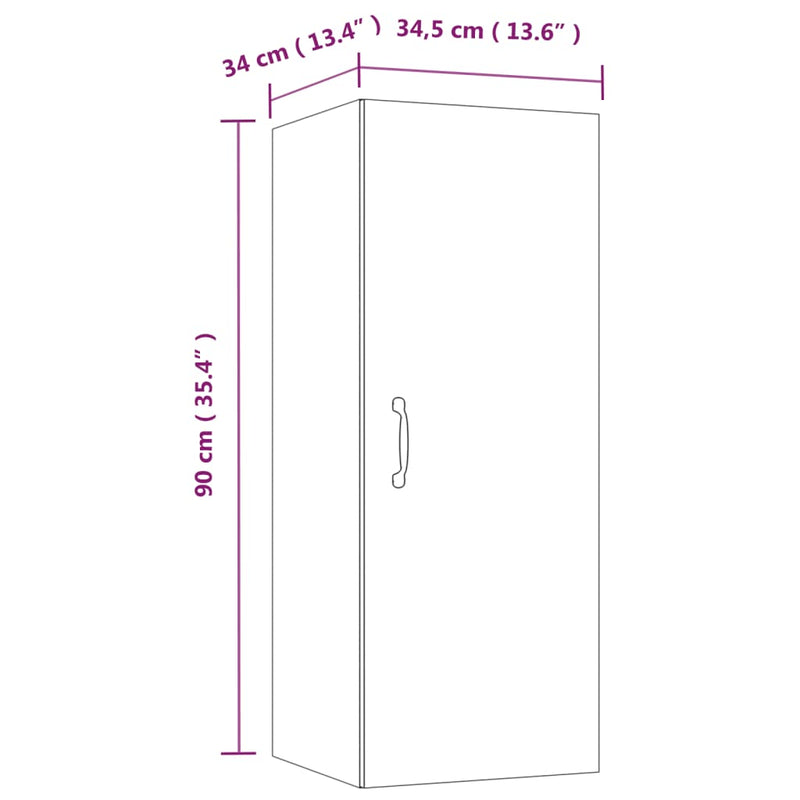 Wandschrank Sonoma-Eiche 34,5x34x90 cm Holzwerkstoff