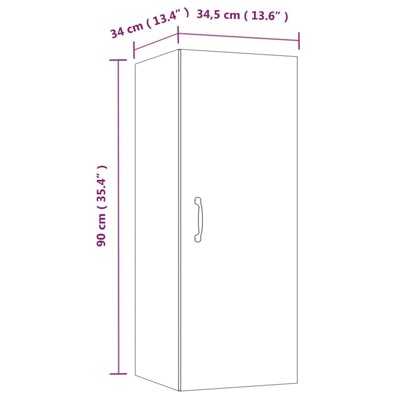 Hängeschrank Hochglanz-Weiß 34,5x34x90 cm Holzwerkstoff