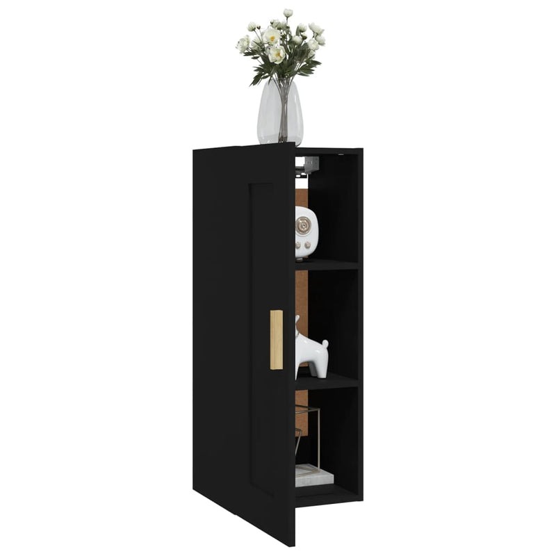 Wandschrank Schwarz 35x34x90 cm Holzwerkstoff