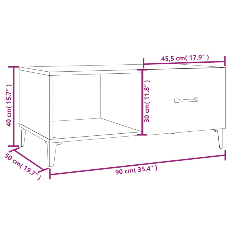 Couchtisch Betongrau 90x50x40 cm Holzwerkstoff