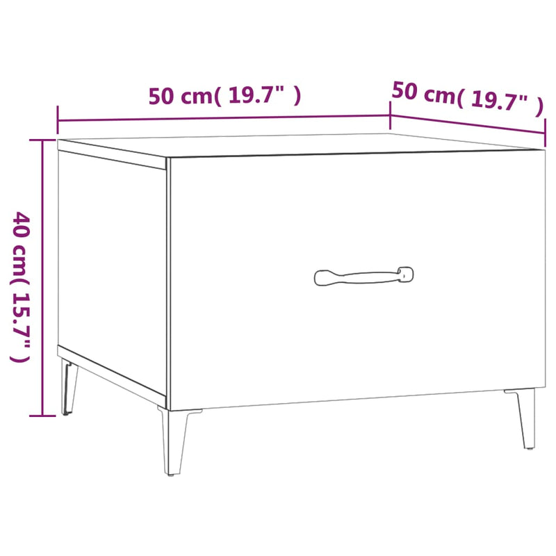 Couchtisch mit Metallbeinen Schwarz 50x50x40 cm