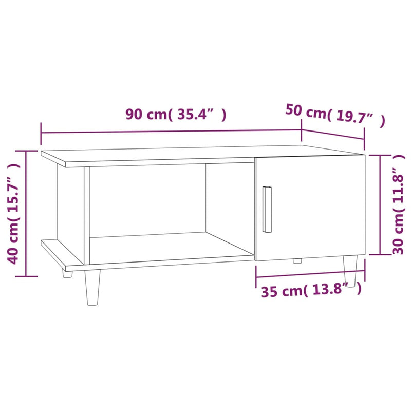 Couchtisch Schwarz 90x50x40 cm Holzwerkstoff